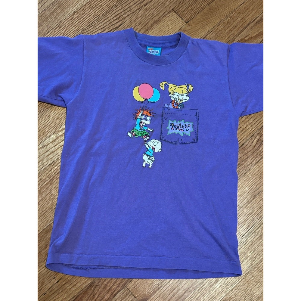 Rare vintage 90s Nickelodeon Rugrats Purple faux Pocket t-shirt
